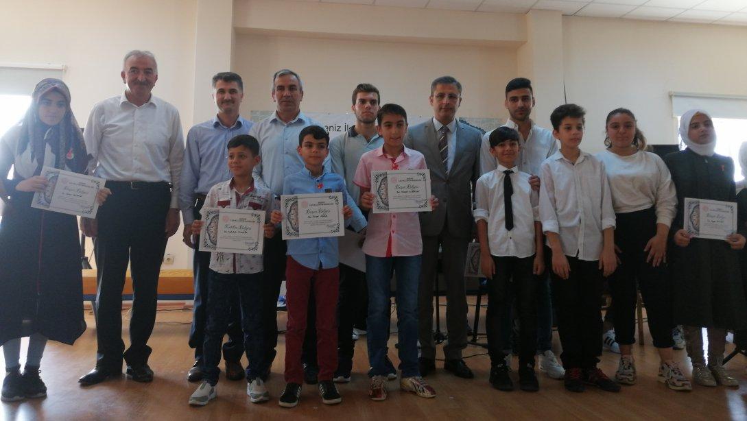 İlçemizde Kur'an-ı Kerim'i Güzel Okuma Yarışması Finali Yapıldı